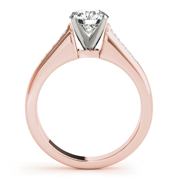 Single Row Channel Set Engagement Ring, style 82831, Side view in rose gold