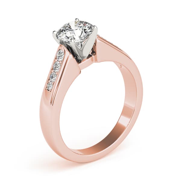 Single Row Channel Set Engagement Ring, style 82831, Top view in rose gold