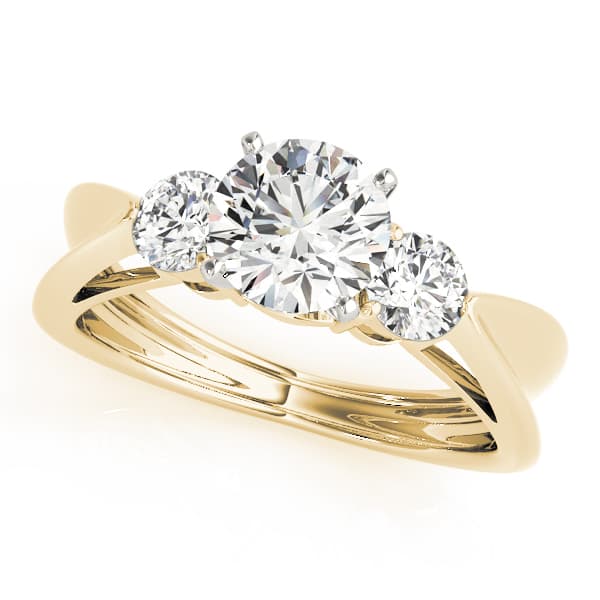 3-Stone Solitaire Plus Engagement Ring, style 82849, Front view in yellow gold