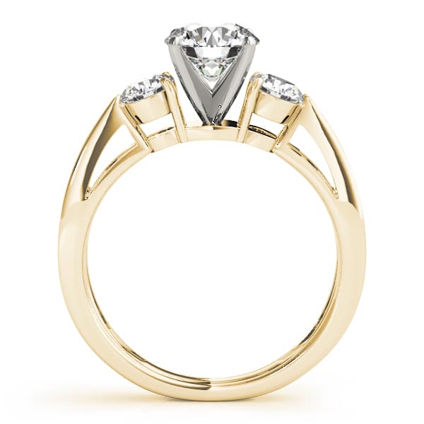 3-Stone Solitaire Plus Engagement Ring, style 82849, Side view in yellow gold