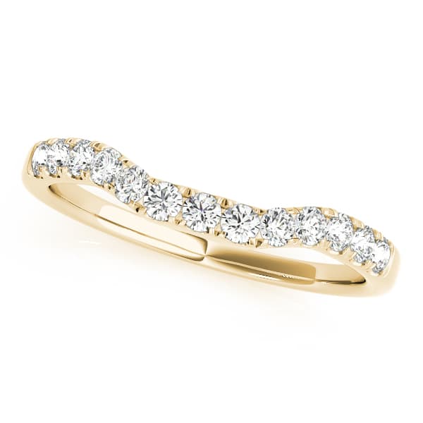 Split Prong Curved Wedding Bands (1/2 ct. tw.), Front view in yellow gold