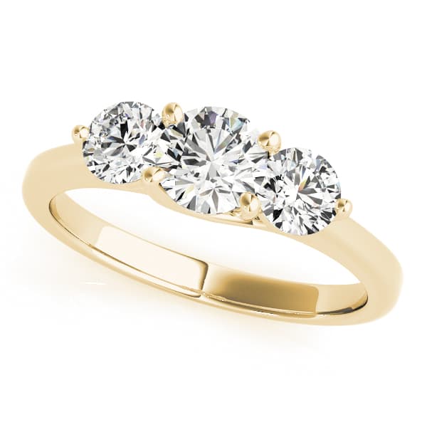 3-Stone Trellis Engagement Ring, style 82873, Front view in yellow gold