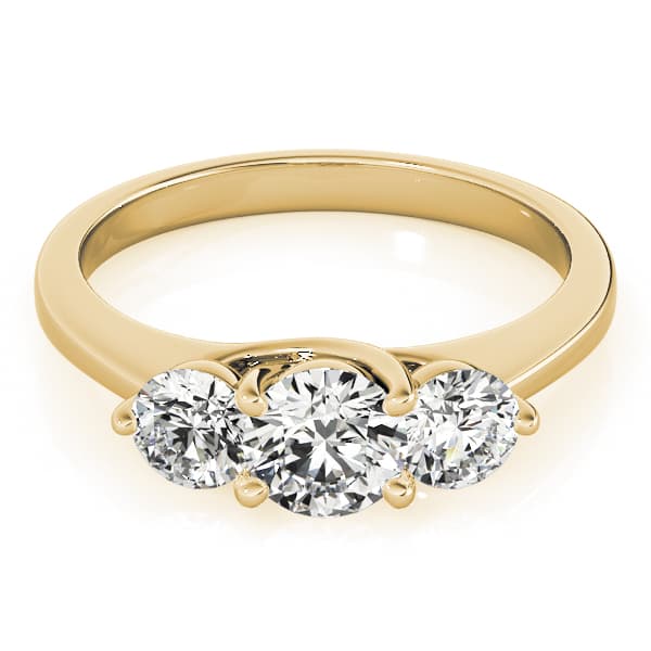 3-Stone Trellis Engagement Ring, style 82873, On hand view in yellow gold
