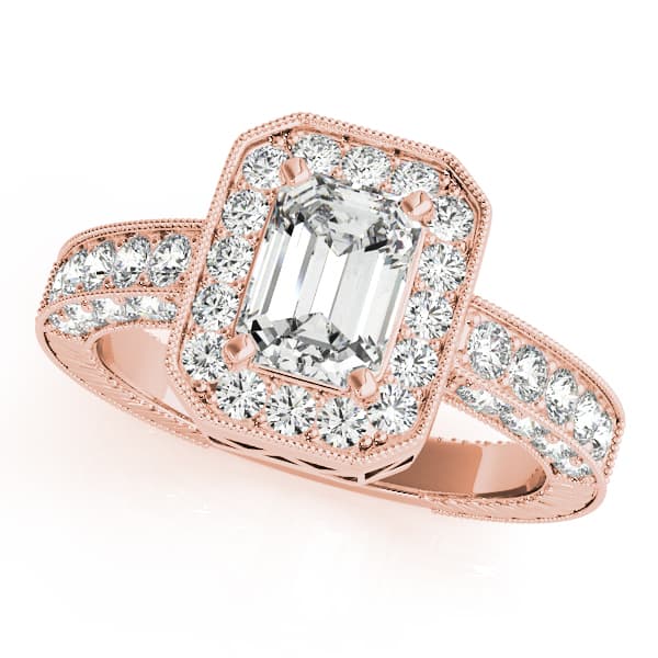 Emerald Gemstone Ring, style 82904, Front view in rose gold