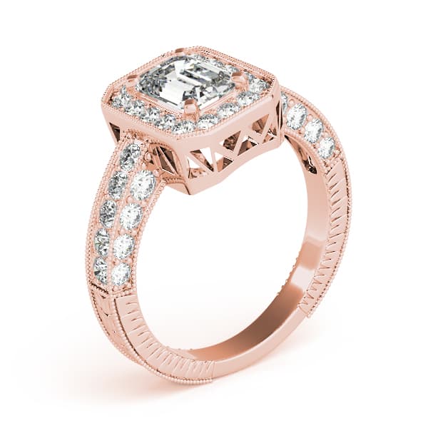 Emerald Gemstone Ring, style 82904, Angle view in rose gold