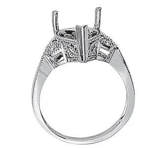 Pear Gemstone Ring (0.04 ct. tw.), Side view in white gold or platinum