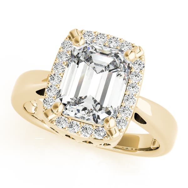 Emerald Gemstone Ring, style 83265, Front view in yellow gold