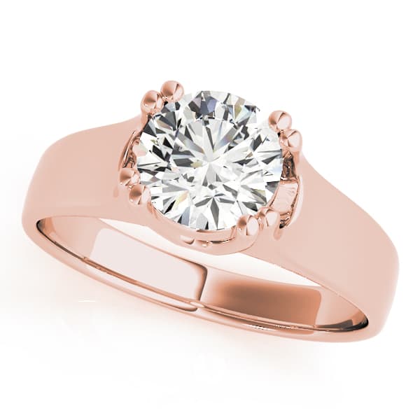 Solitaire Double Prong Engagement Ring, style 83275, Front view in rose gold