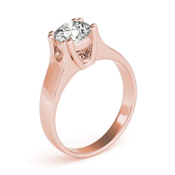 Solitaire Double Prong Engagement Ring, style 83275, Top view in rose gold