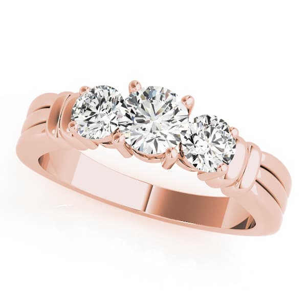 3-Stone Round Engagement Ring, style 83283, Front view in rose gold