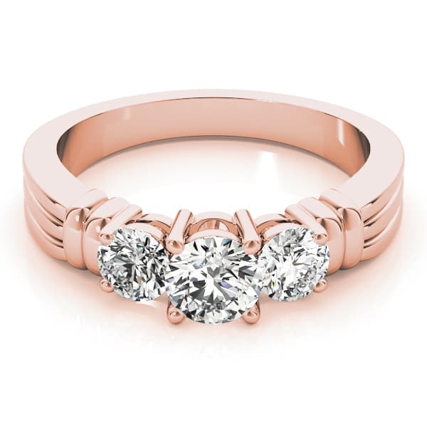 3-Stone Round Engagement Ring, style 83283, On hand view in rose gold