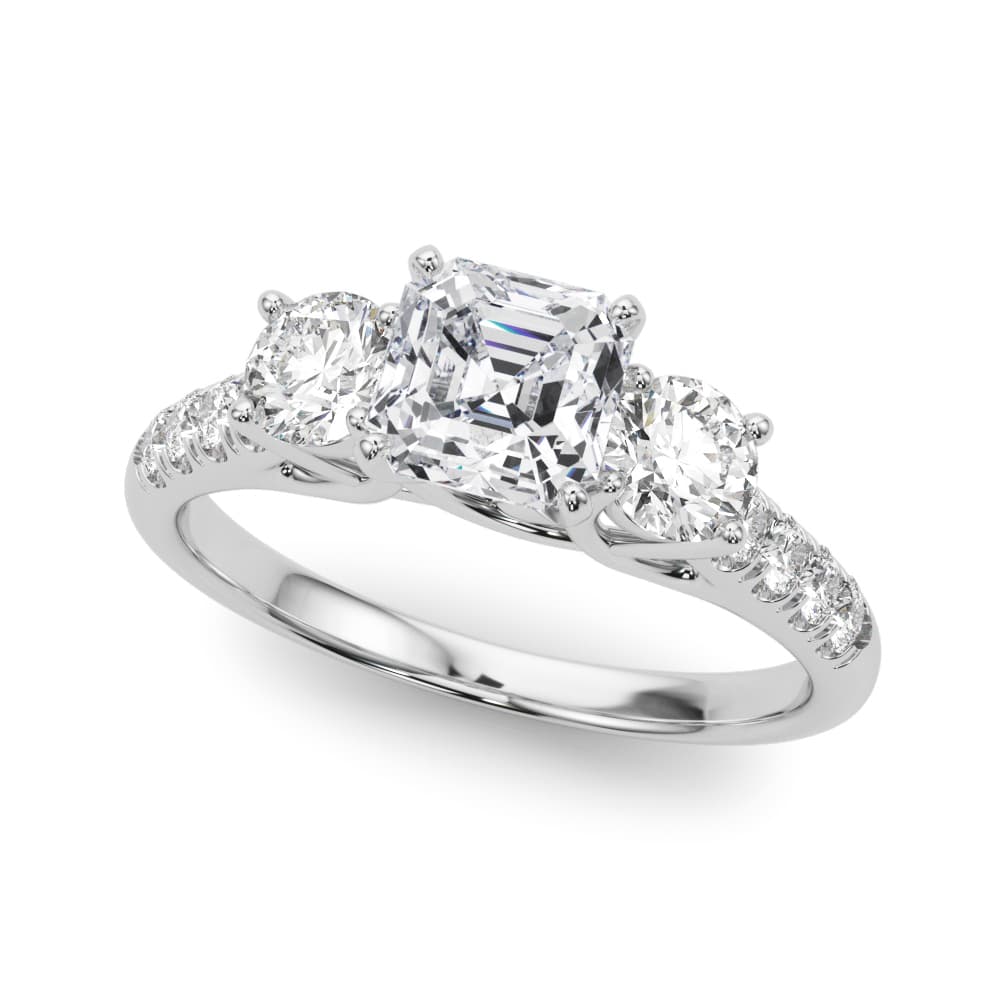 3-Stone Single Row Engagement Ring — style 83364 in 10k White Gold