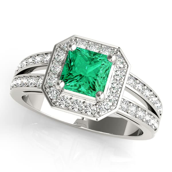 Double Row Prong In Channel Halo Color Ring — style 83386 in 10k White Gold