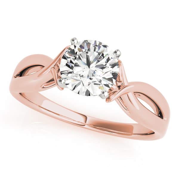 Twisted Shank Solitaire Engagement Ring, style 83517, Front view in rose gold