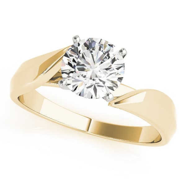 Solitaire Prong Set Engagement Ring, style 83518, Front view in yellow gold
