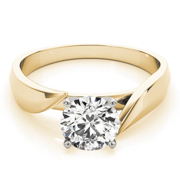 Solitaire Prong Set Engagement Ring, style 83518, On hand view in yellow gold