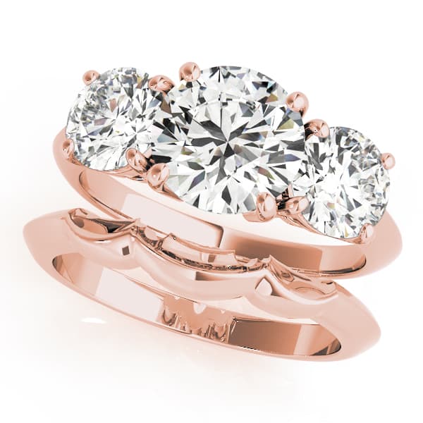 3-Stone Prong Set Engagement Ring, style 83562, On hand view in rose gold