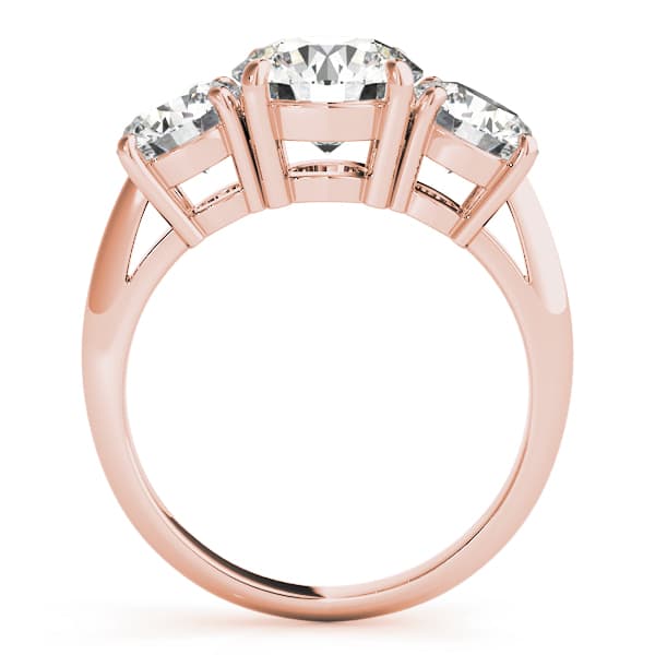 3-Stone Prong Set Engagement Ring, style 83562, Side view in rose gold