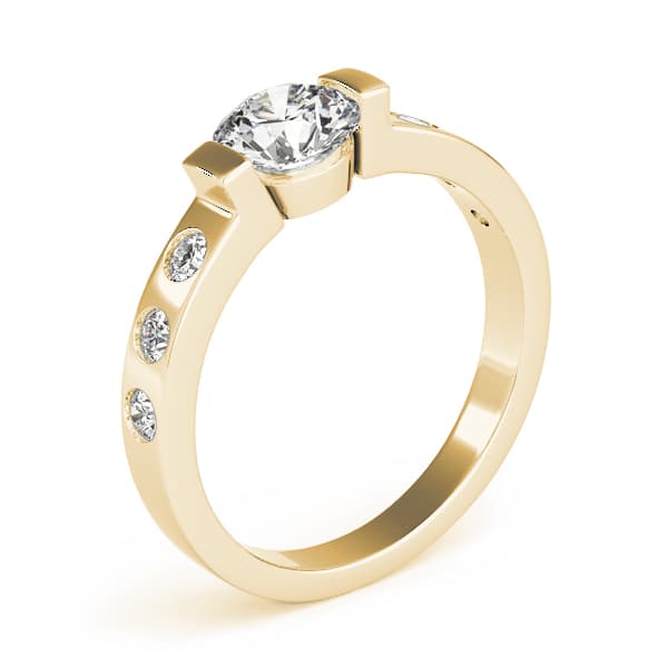Single Row Prong Engagement Ring, style 83592, Top view in yellow gold