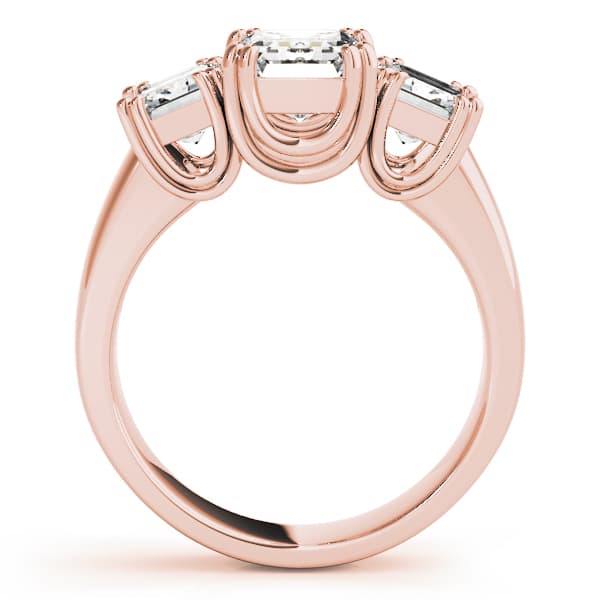 3-Stone Double Prong Emerald Cut Engagement Ring, style 83610, Side view in rose gold