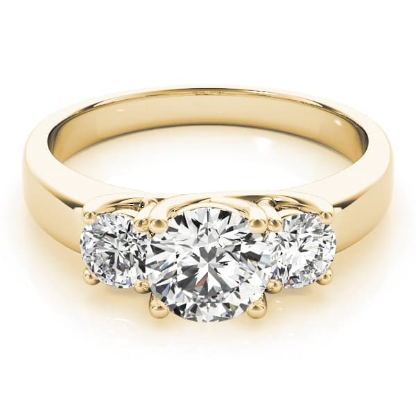 3-Stone Trellis Engagement Ring, style 83617, On hand view in yellow gold