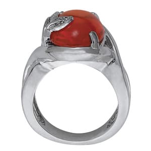 Oval Gemstone Ring (0.03 ct. tw.), Side view in white gold or platinum