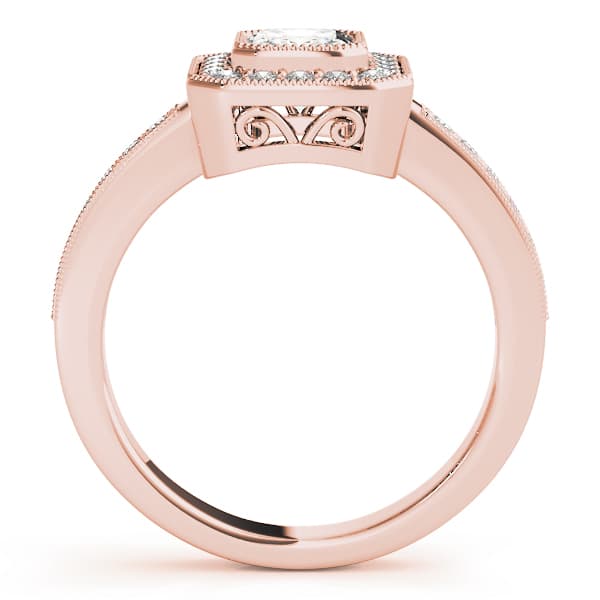 Halo Emerald Engagement Ring, style 83650, Side view in rose gold