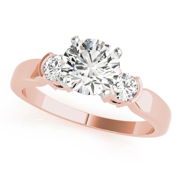 3 Stone Round Engagement Ring, style 83660, Front view in rose gold