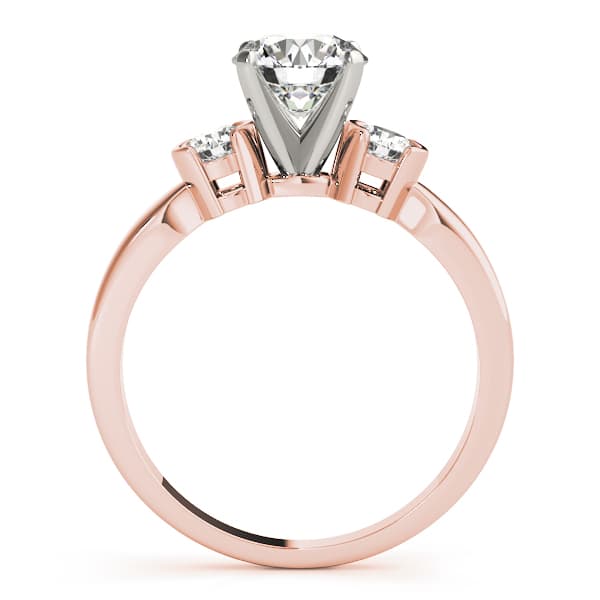 3 Stone Round Engagement Ring, style 83660, Side view in rose gold