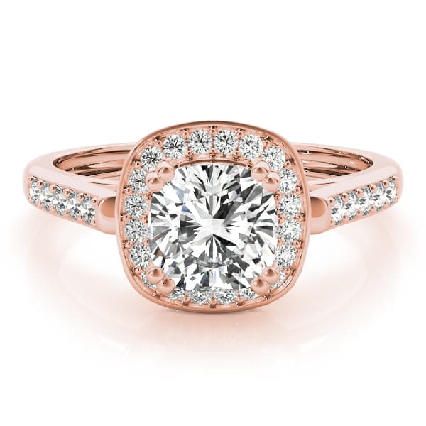 Princess & Cushion Gemstone Ring, style 83717, On hand view in rose gold