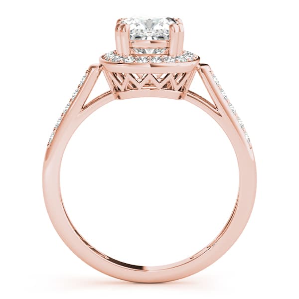 Princess & Cushion Gemstone Ring, style 83717, Side view in rose gold