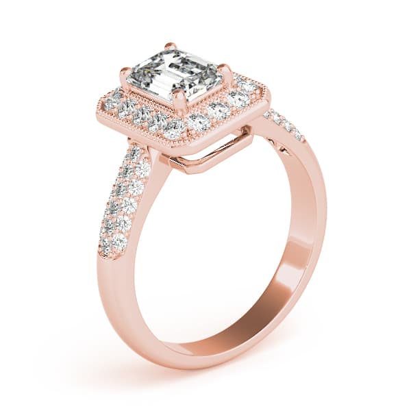 Emerald Gemstone Ring, style 83725, Angle view in rose gold