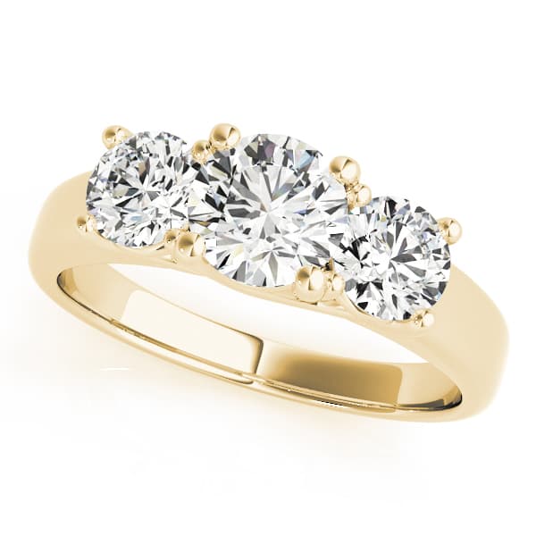 3-Stone Prong Set Trellis Engagement Ring, style 83739, Front view in yellow gold