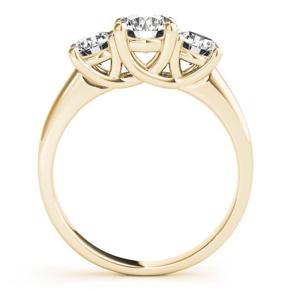 3-Stone Prong Set Trellis Engagement Ring, style 83739, Side view in yellow gold