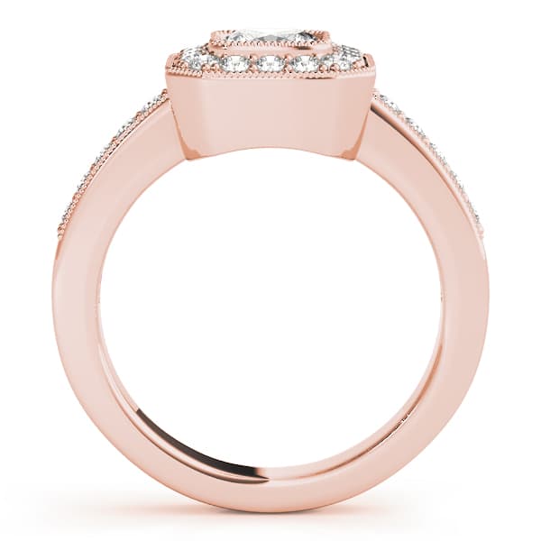 Halo Square & Cus Engagement Ring, style 83755, Side view in rose gold
