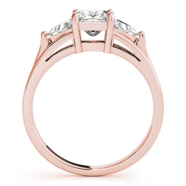 3 Stone Princess Engagement Ring, style 83770, Side view in rose gold