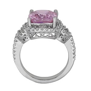 Princess & Cushion Gemstone Ring (0.52 ct. tw.), Side view in white gold or platinum