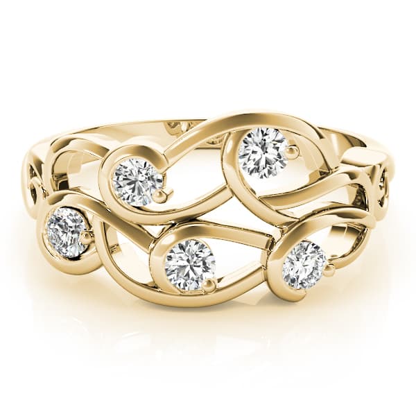 Swirling Fashion Ring (0.3 ct. tw.), On hand view in yellow gold