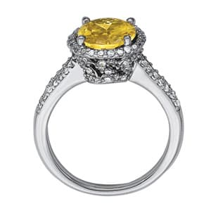 Oval Gemstone Ring (0.44 ct. tw.), Side view in white gold or platinum