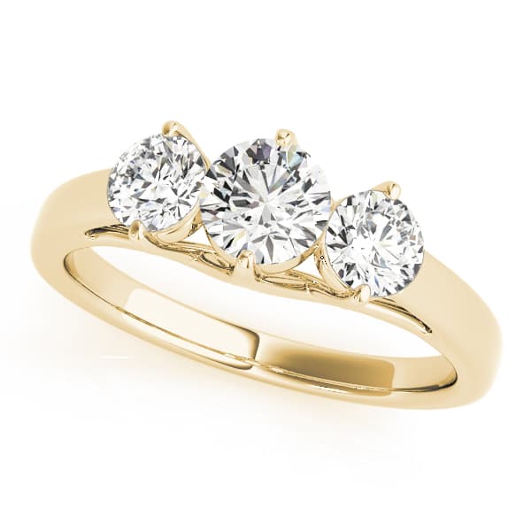 3-Stone Trellis Engagement Ring, style 83821, Front view in yellow gold