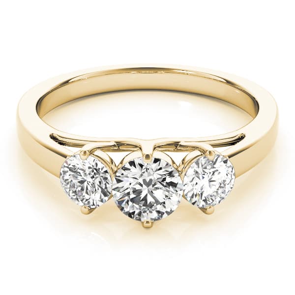 3-Stone Trellis Engagement Ring, style 83821, On hand view in yellow gold