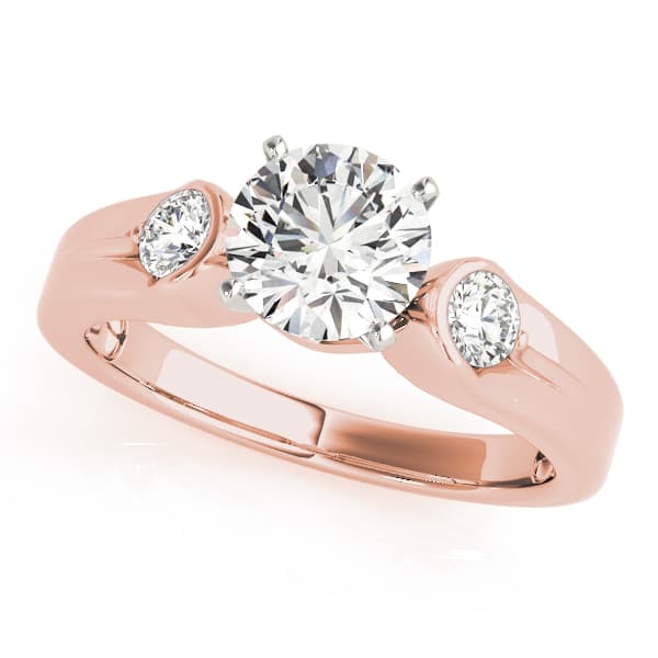 3-Stone Half Bezel Engagement Ring, style 83853, Front view in rose gold