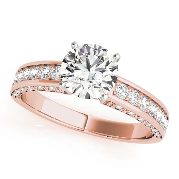 Single Row Prong Engagement Ring, style 83858, Front view in rose gold