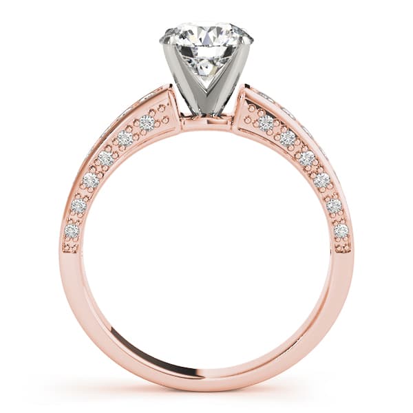 Single Row Prong Engagement Ring, style 83858, Side view in rose gold