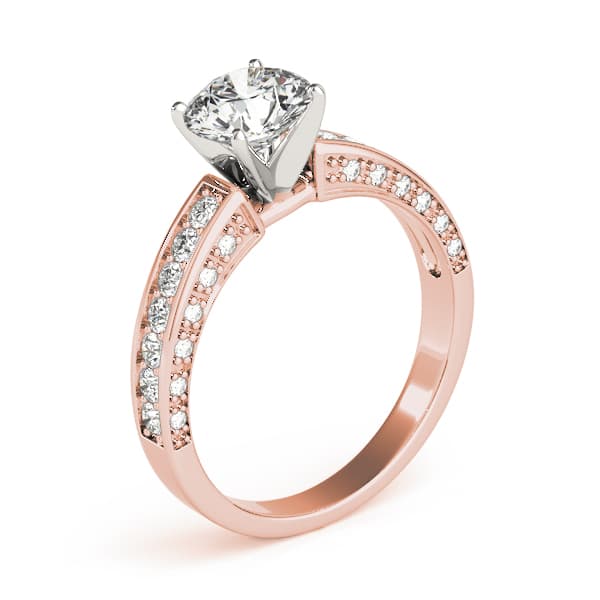 Single Row Prong Engagement Ring, style 83858, Top view in rose gold