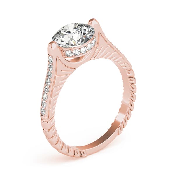 Antique Engagement Ring, style 83868, Top view in rose gold