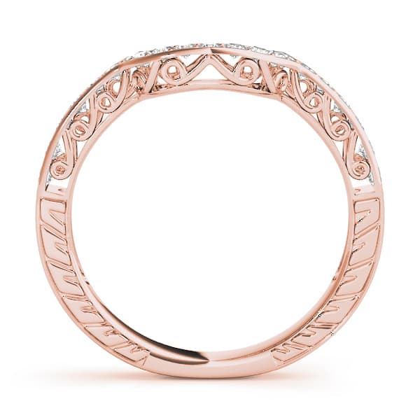 Prong In Channel Curved Wedding Bands (1/4 ct. tw.), Side view in rose gold