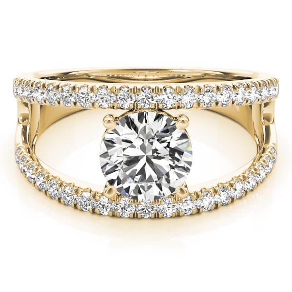 Multi-Row Split Prong Engagement Ring, style 84030, On hand view in yellow gold