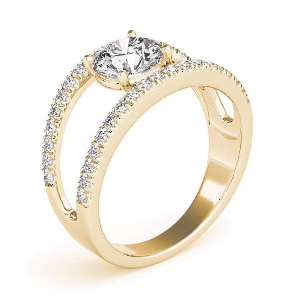 Multi-Row Split Prong Engagement Ring, style 84030, Top view in yellow gold