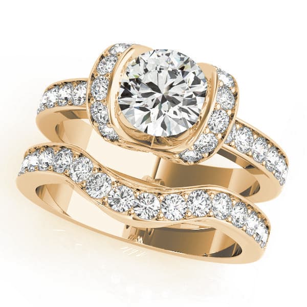 Single Row Prong Engagement Ring, style 84041, On hand view in yellow gold
